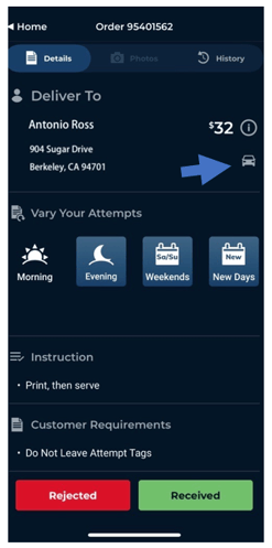 Order details car button